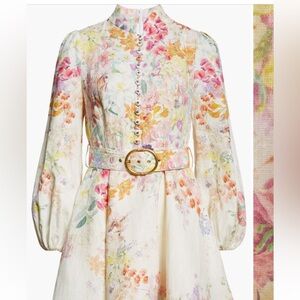 Zimmermann Natura Floral Belted Linen Minidress